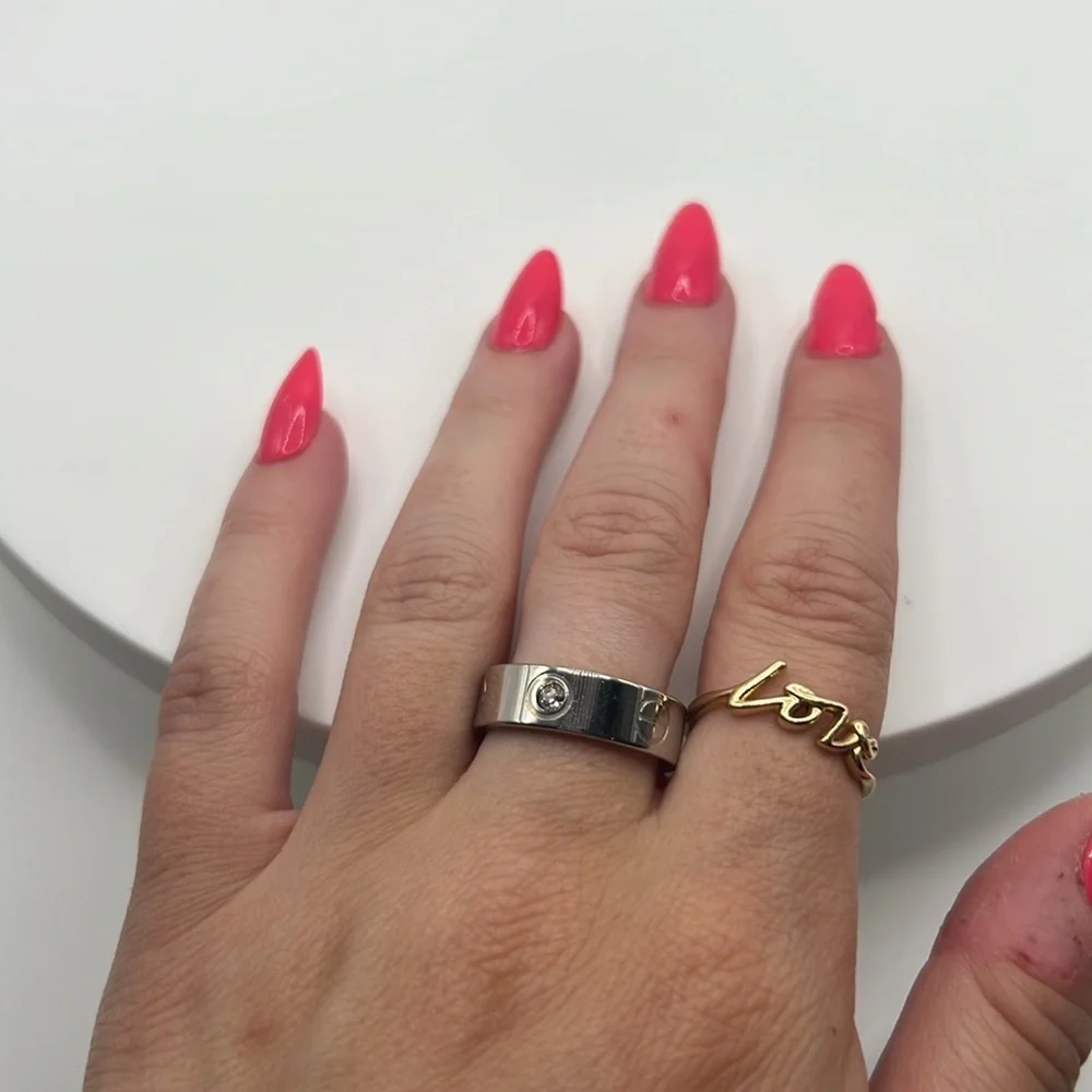 163. Silver Ring with Engraved Design and‎ Stones